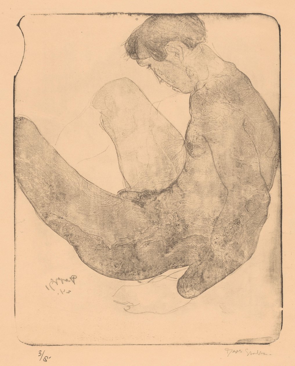 Naken man med höjda knän av Reijer Stolk (signed by artist)