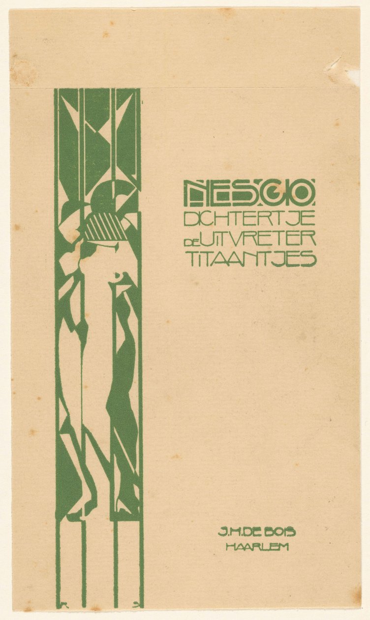 Banddesign för: Nescio, Dichtertje, slukaren och titanerna, 1918 av Reijer Stolk