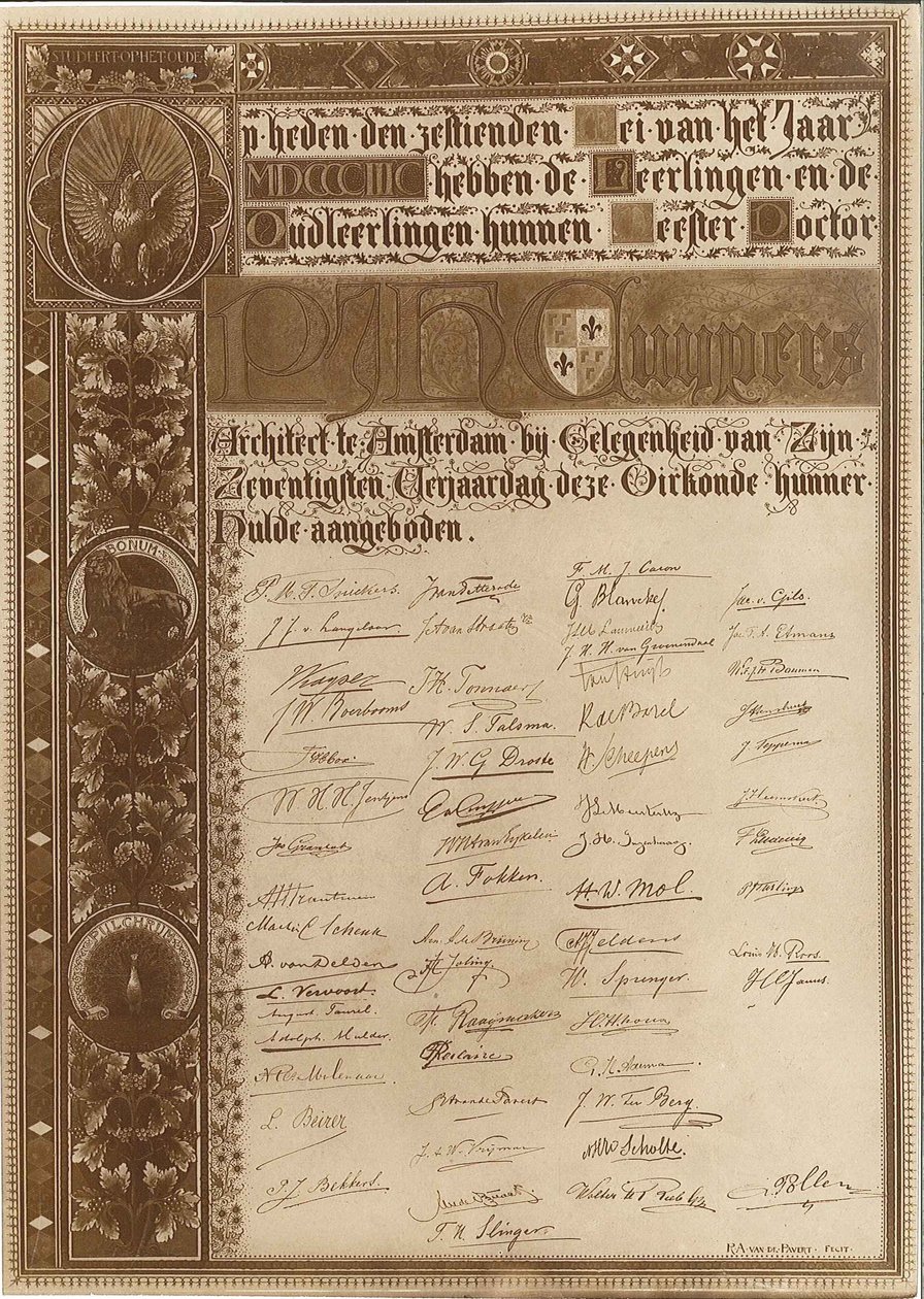 Commemorative sheet to the 70th birthday of Pierre Cuypers av Reinerus Antonius de van Pavert