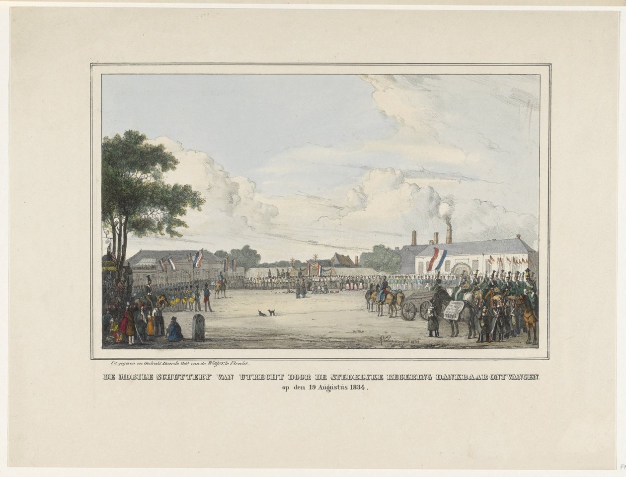 Mobile Gun of Utrecht togs emot tacksamt av kommunstyrelsen. den 19 augusti 1834 (titel på objektet) av Reinier Craeyvanger