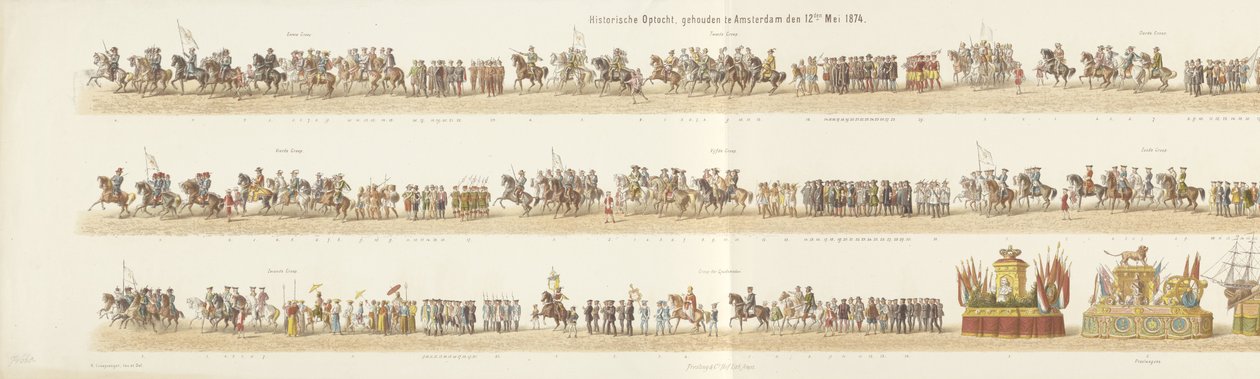 Historisk procession, som hölls i Amsterdam den 12 maj 1874 (titel på objektet) av Reinier Craeyvanger