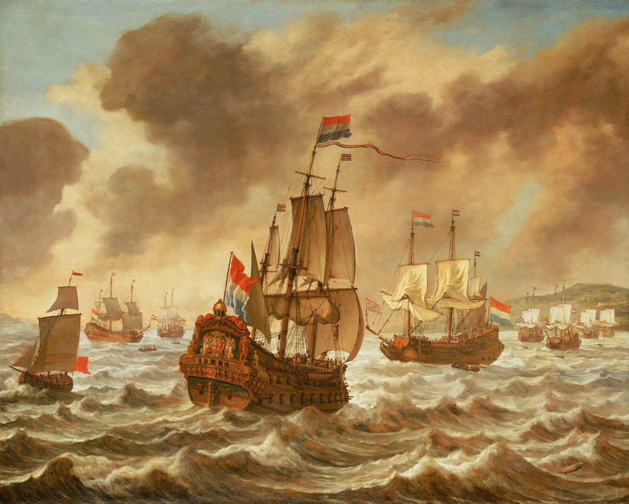 Före slaget vid Downs, 21 oktober 1639, med Tromps flaggskepp 