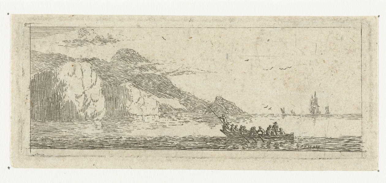 Litet havslandskap med en slup Small Seascapes (serietitel) av Reinier Nooms