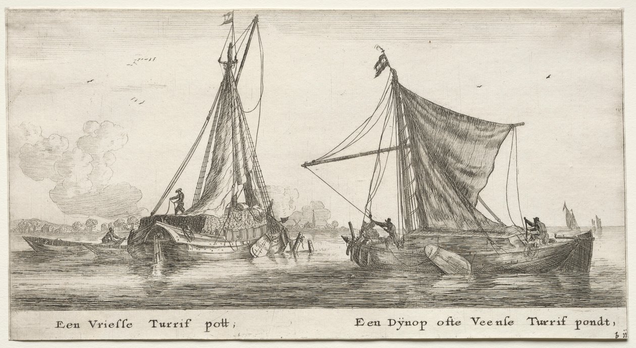 Amsterdams skepp: En frisisk torvpråm. Dÿnop, nära Veensche Peat Pond. av Reinier Nooms