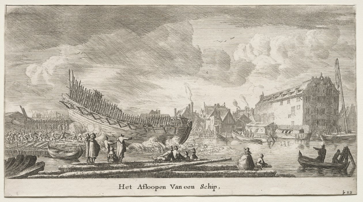 Ships of Amsterdam: sjösättning av ett fartyg. av Reinier Nooms