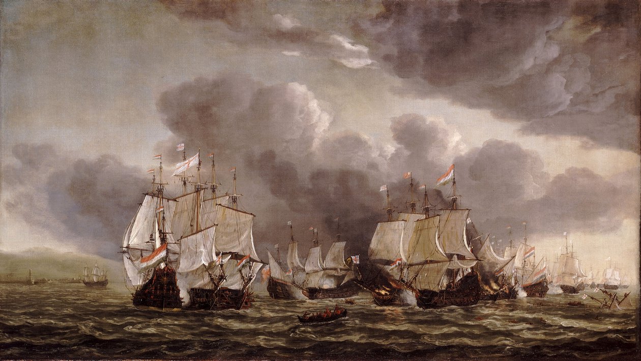 Slaget vid Leghorn, 4 mars 1653, ca 1653 (olja på duk) av Reinier Nooms