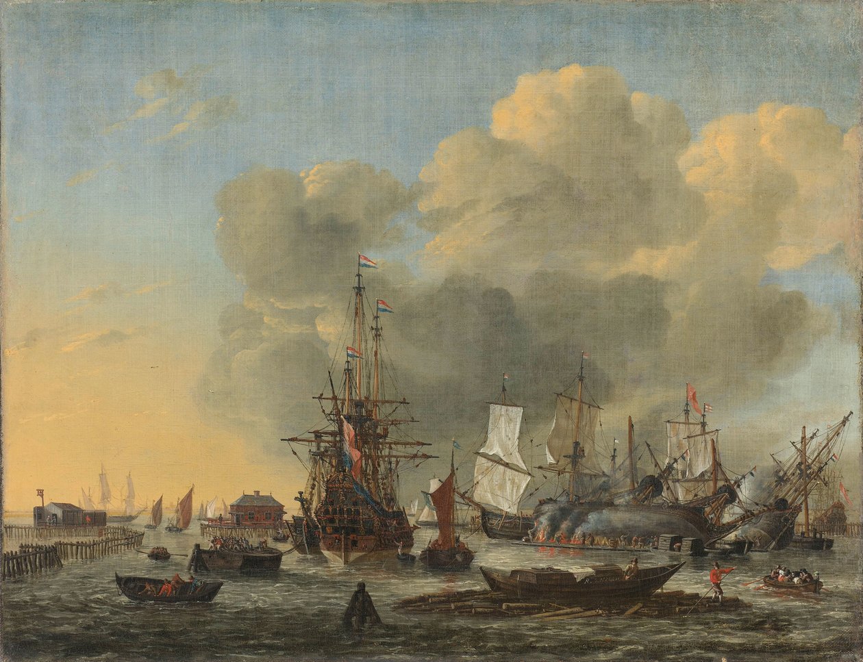 Tätningen av fartyg vid Bothuisje på Het IJ i Amsterdam av Reinier Nooms