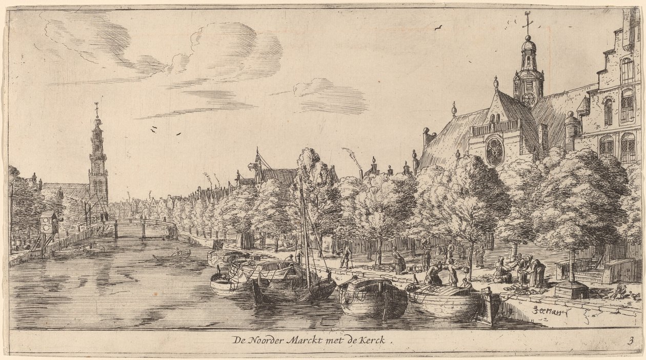 Noordenmarkt med Noorden Kerk (The Noorder Marckt with the Kerck) av Reinier Nooms, called Zeeman
