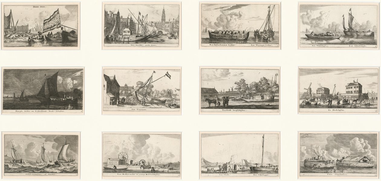 Olika fartyg och utsikt över Amstelredam (Various Ships and Views of Amsterdam): Del III av Reinier Nooms, called Zeeman