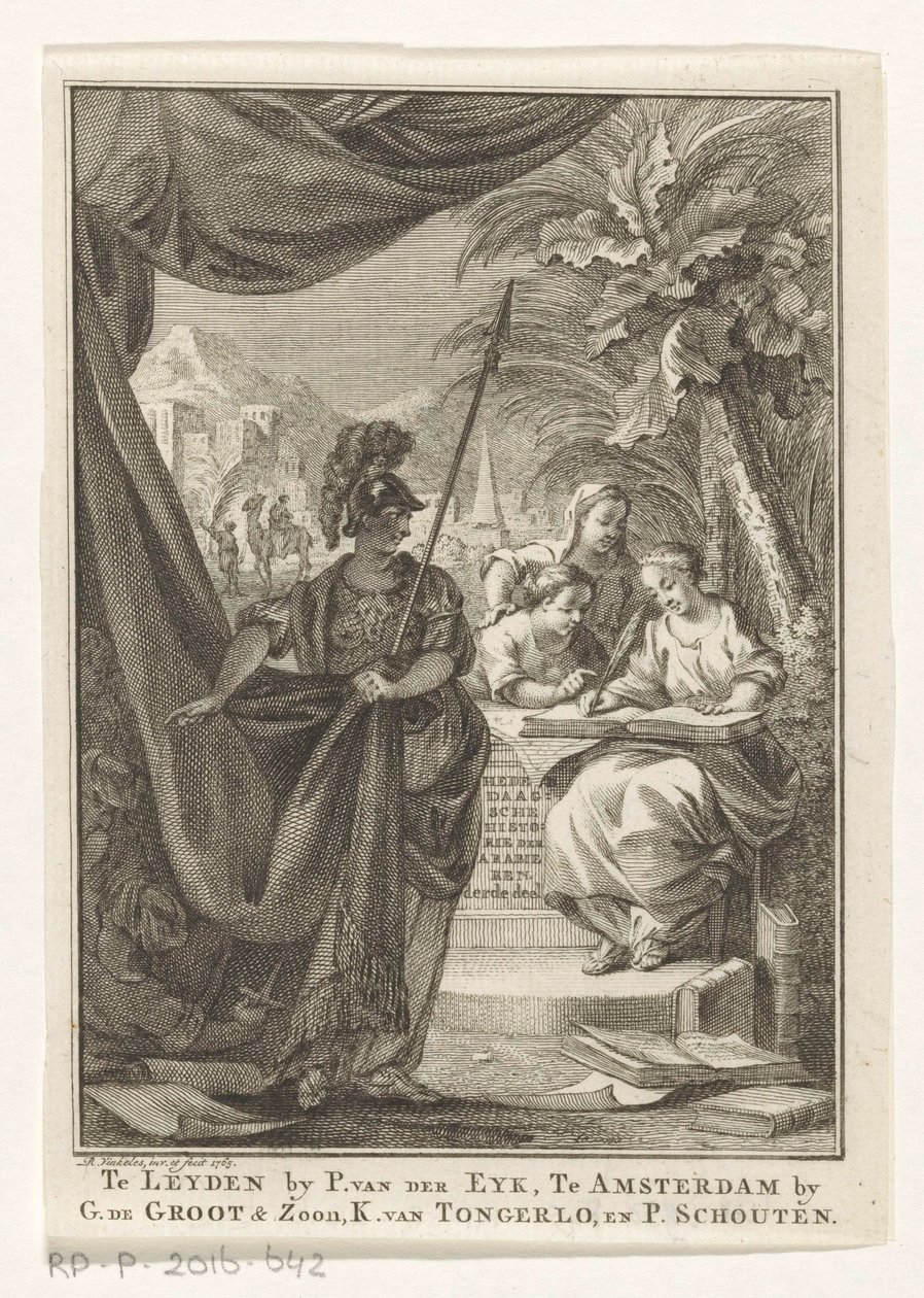 Allegori över det arabiska imperiet Arabernas samtidshistoria, tredje del (titel på objekt) Titelsida för: S.n., Samtidshistoria eller The Continuation of General History, 1764 av Reinier Vinkeles (I)