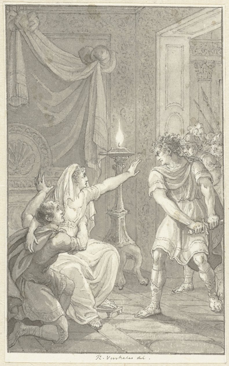 Caracalla dödar sin bror Geta i deras mammas sovrum av Reinier Vinkeles (I)