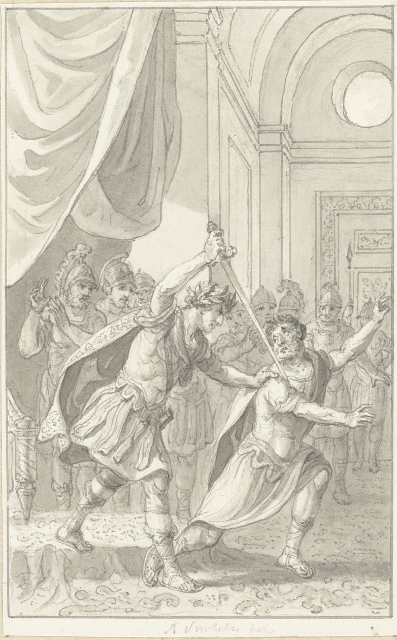 Kejsar Diocletianus mördar Aper av Reinier Vinkeles (I)