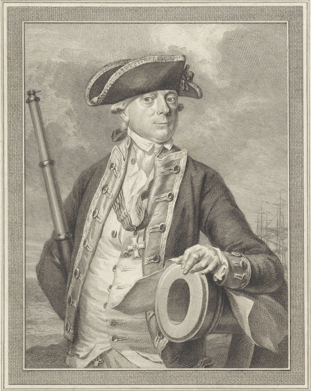 Amiral Jan Hendrik van Kinsbergen 1735-1819, greve av Dogger Bank, 1781 av Reinier Vinkeles