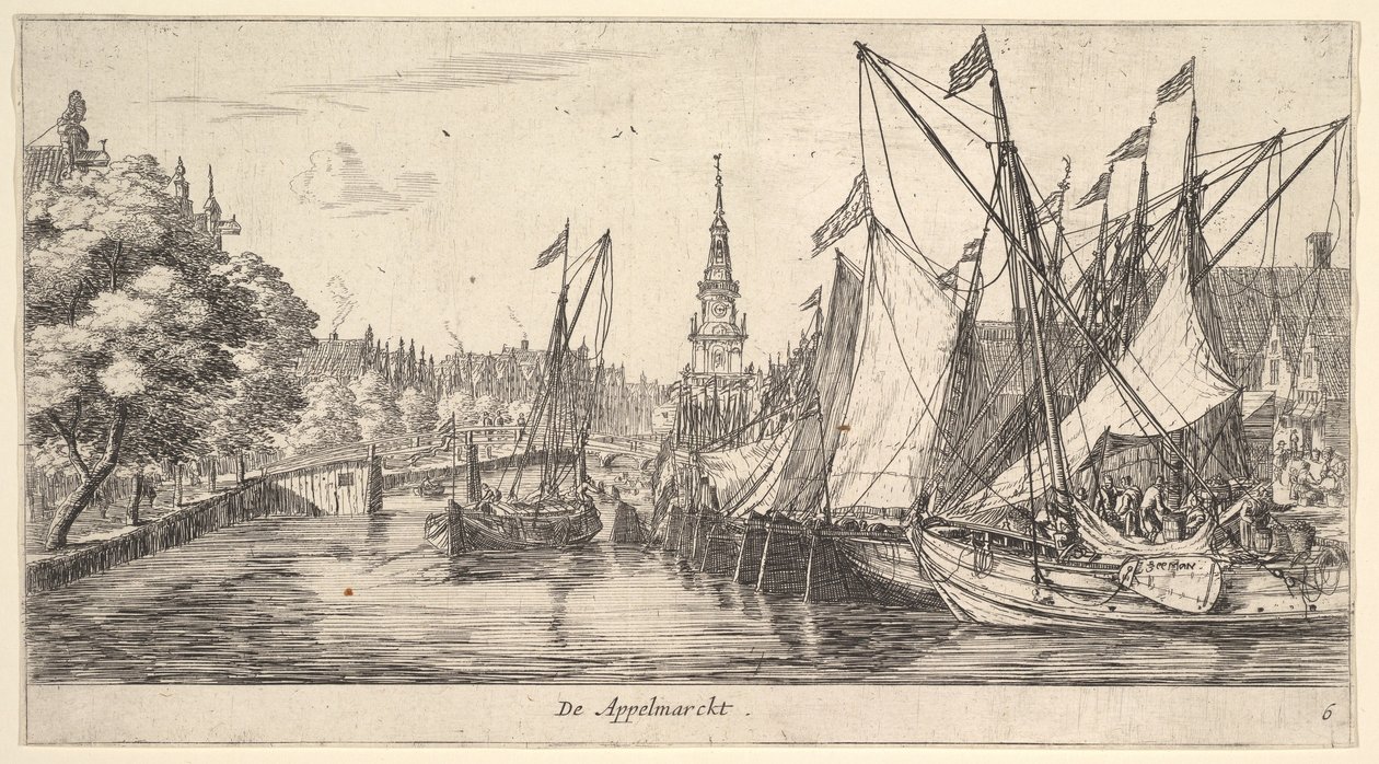 De Appelmarckt Äppelmarknaden, från Views in Amsterdam, skylt 6, ca. 165962 . av Reinier Zeeman