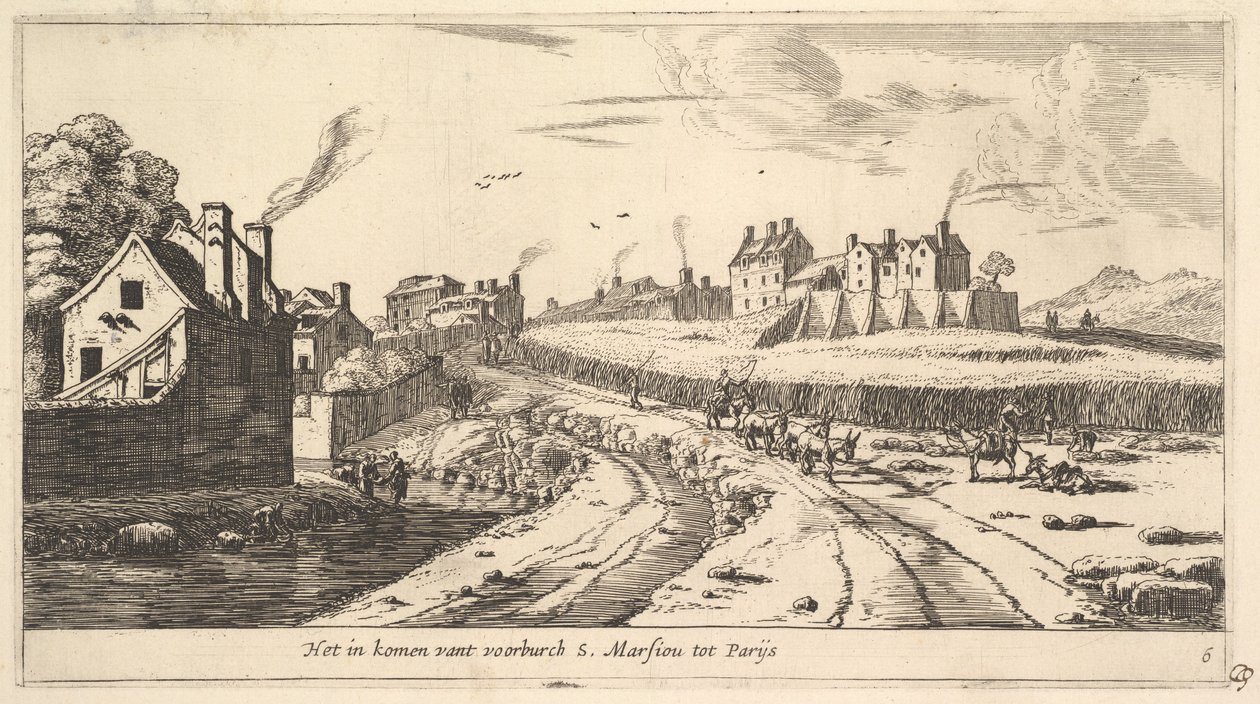 Ingång till förorten Saint Marceau nära Paris, 1600-talet. av Reinier Zeeman
