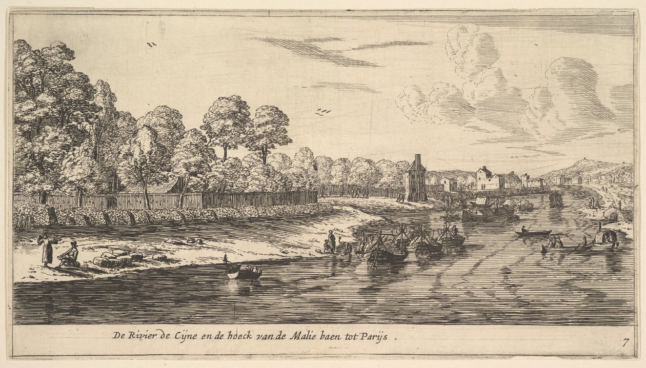 The River Seine at the Bend of the Mall, 1600-talet. av Reinier Zeeman