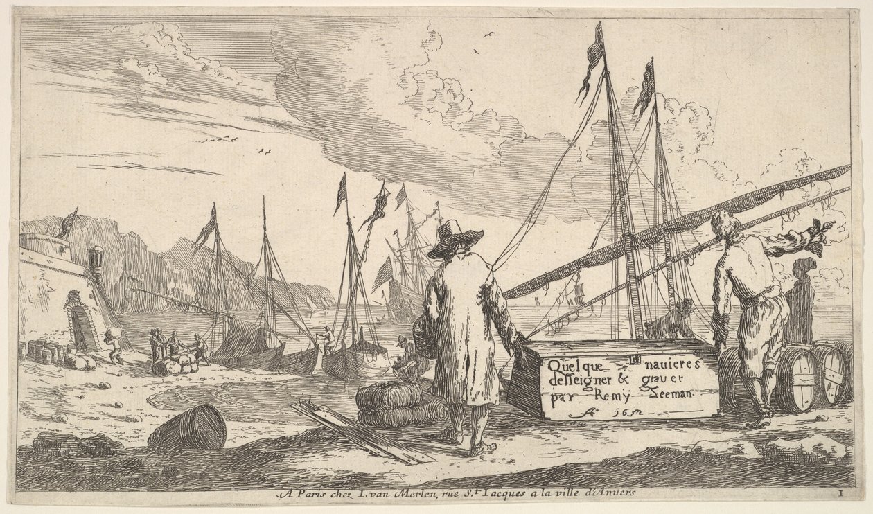 Titelsida, Några fartyg designade och graverade av Remy Zeeman, 1652. av Reinier Zeeman