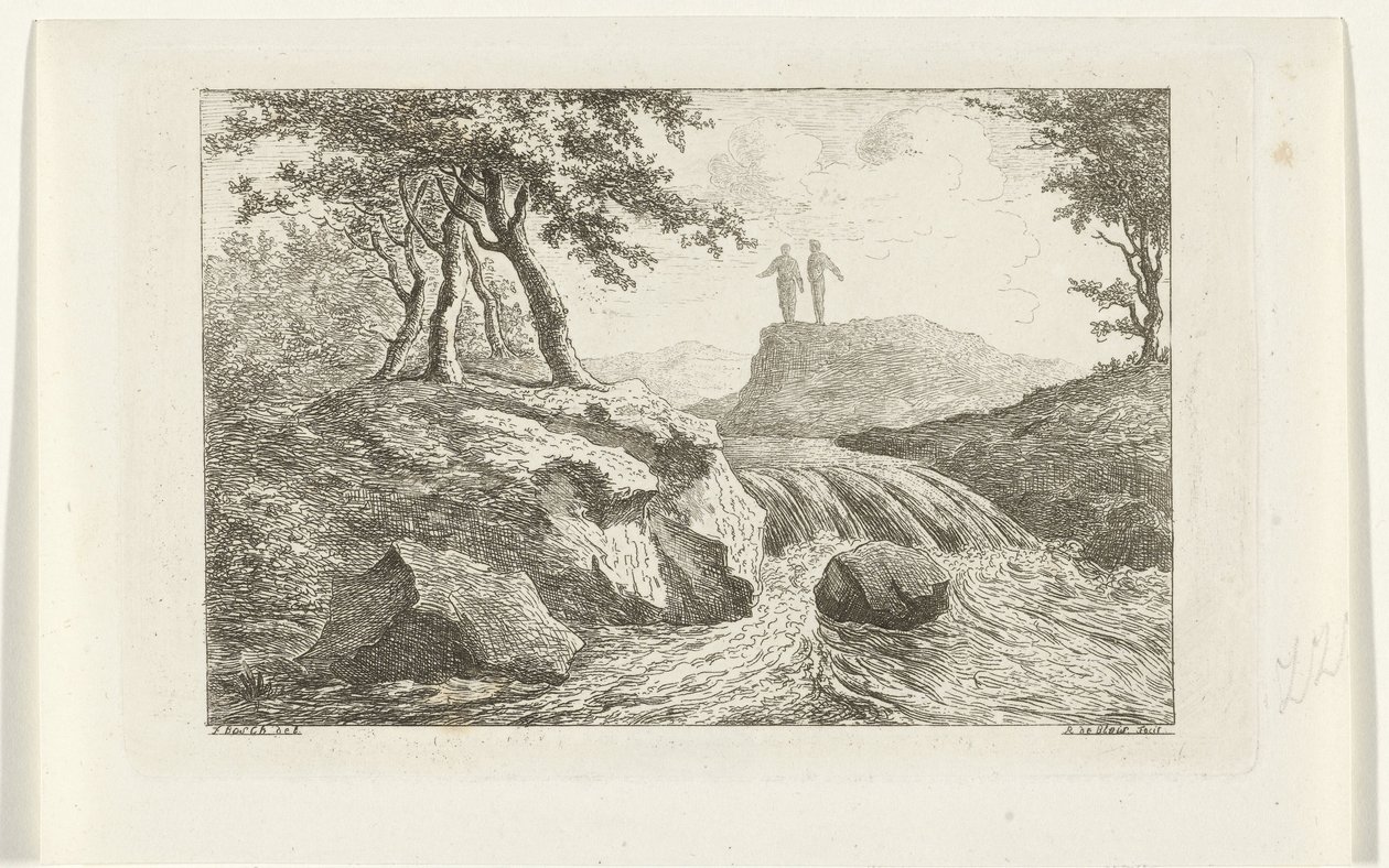 Landskap med vattenfall av Reinierus Albertus Ludovicus baron van Isendoorn à Blois