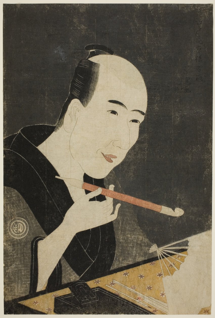 Porträtt av Santo Kyoden, mästaren av Kyobashi (Edo hana Kyobashi natori) av Chōkyōsai Eiri