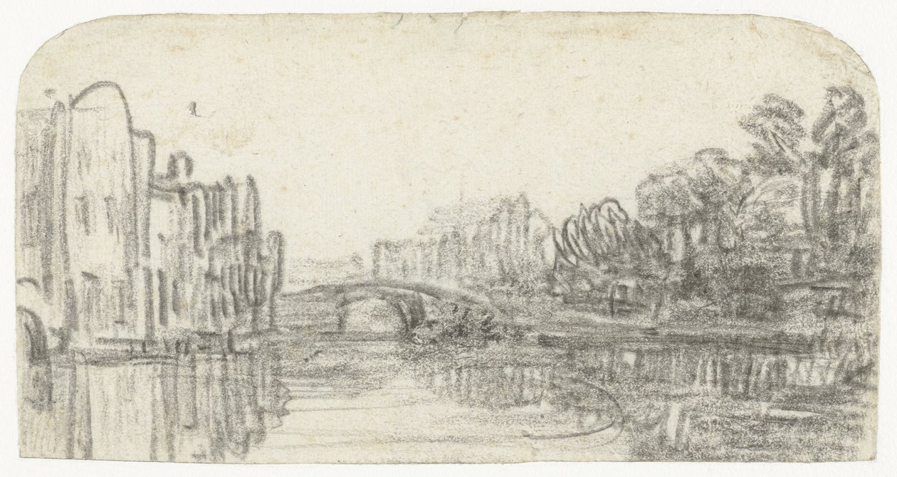 Gezicht op de Nieuwezijds Voorburgwal in Amsterdam av Rembrandt van Rijn