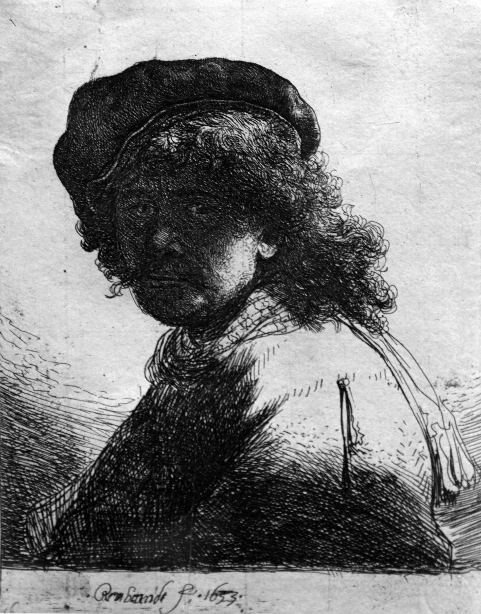 Self-Portrait with the Scarf av Rembrandt van Rijn