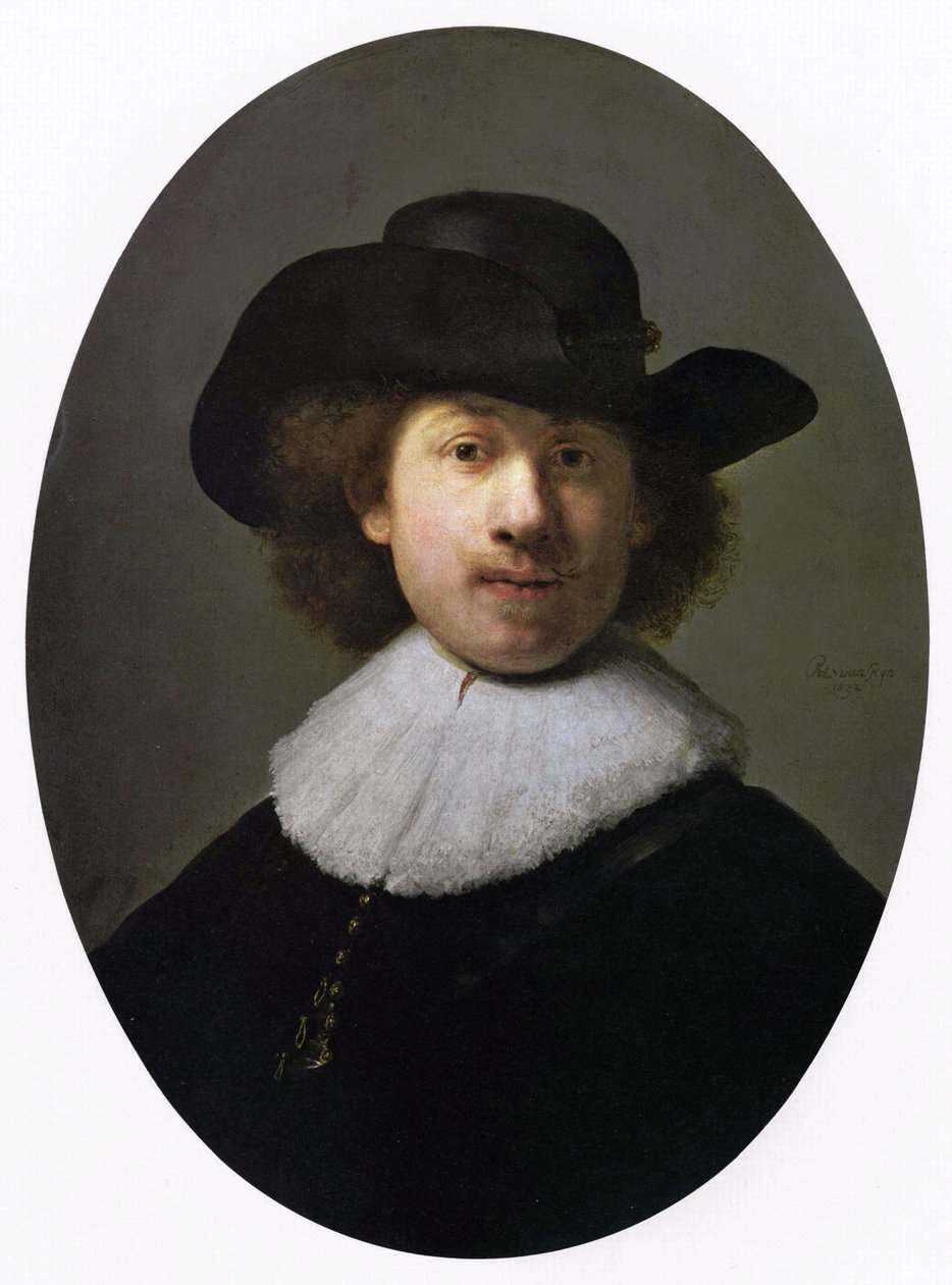 Självporträtt med bredkakshatt av Rembrandt van Rijn