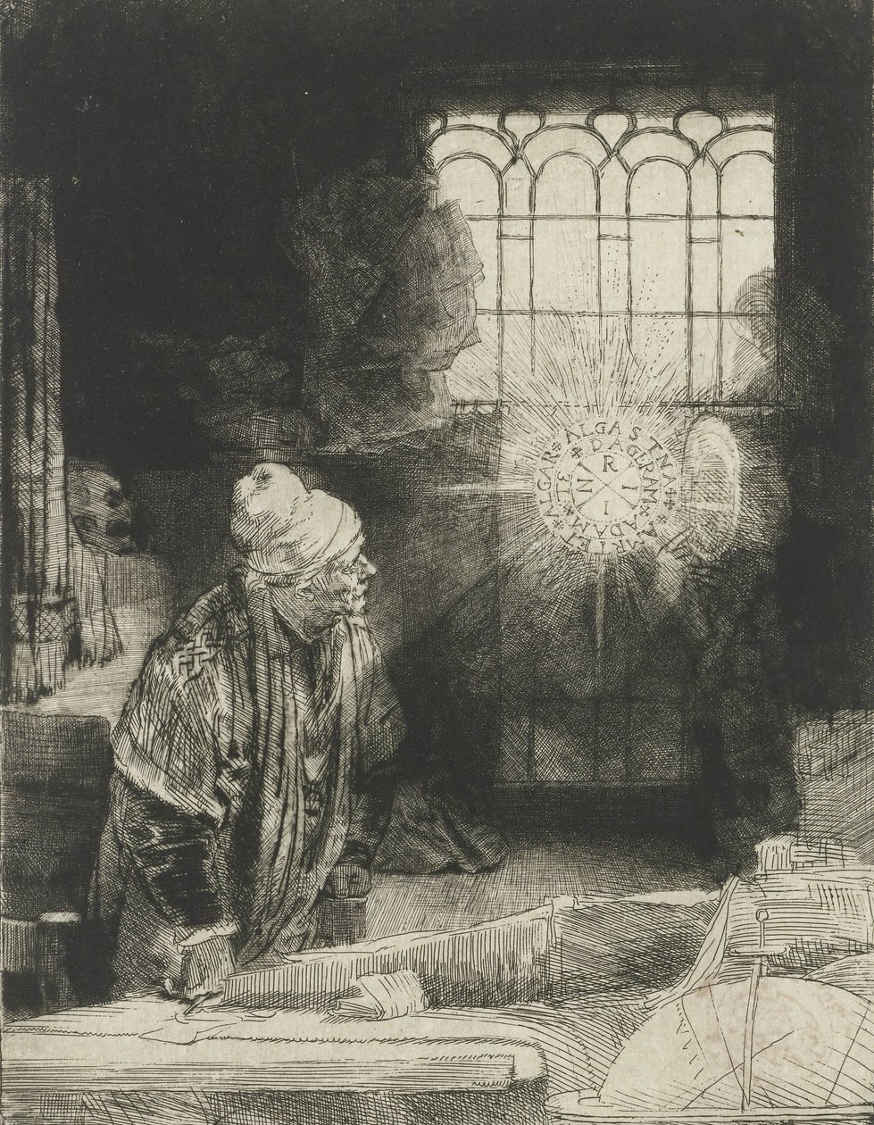 En forskare i sina studier av Rembrandt van Rijn
