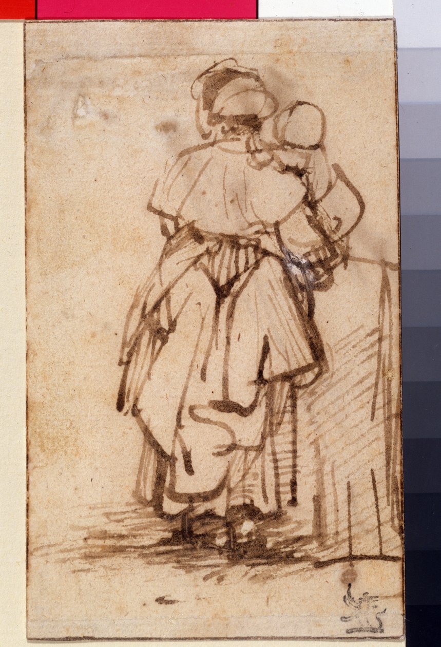 Kvinna med ett barn i knäet, ca 1640 av Rembrandt van Rijn