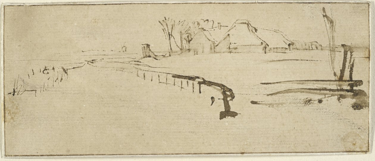Landskap med en bondgård, ca 1648-50 (vinterlandskap) av Rembrandt van Rijn