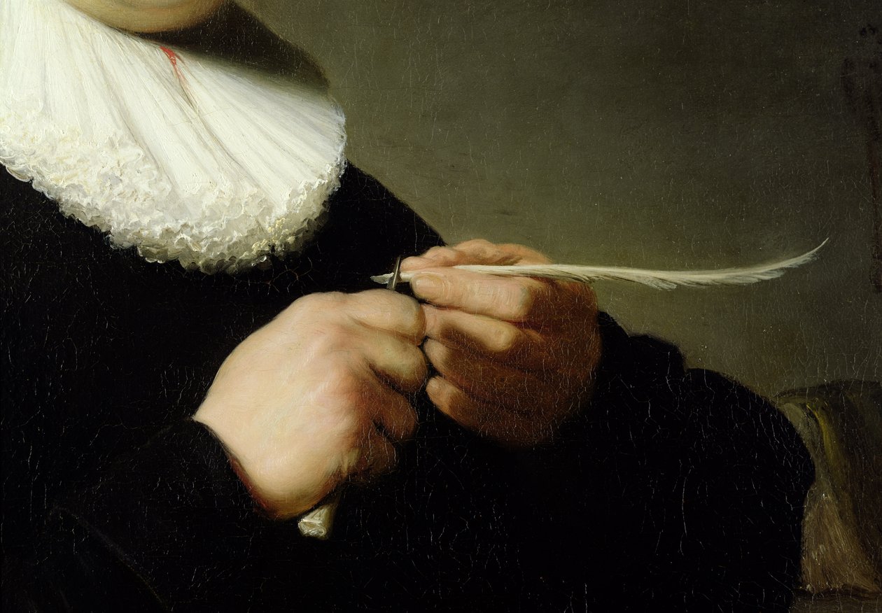 Man Sharpening a Quill, 1632  (detail) av Rembrandt van Rijn