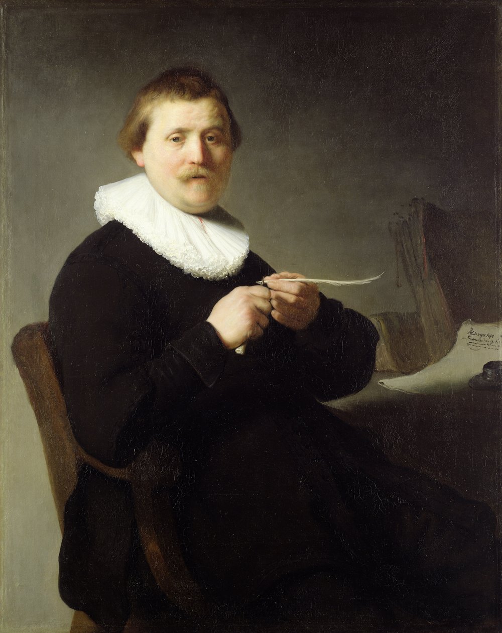Man Sharpening a Quill, 1632  av Rembrandt van Rijn