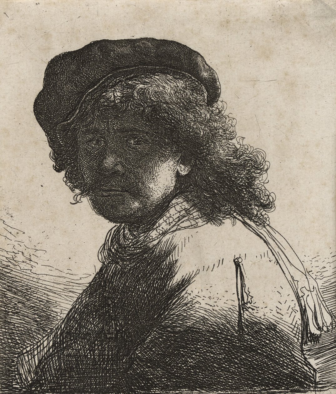 Rembrandt i mössa och halsduk, ca 1663 av Rembrandt van Rijn