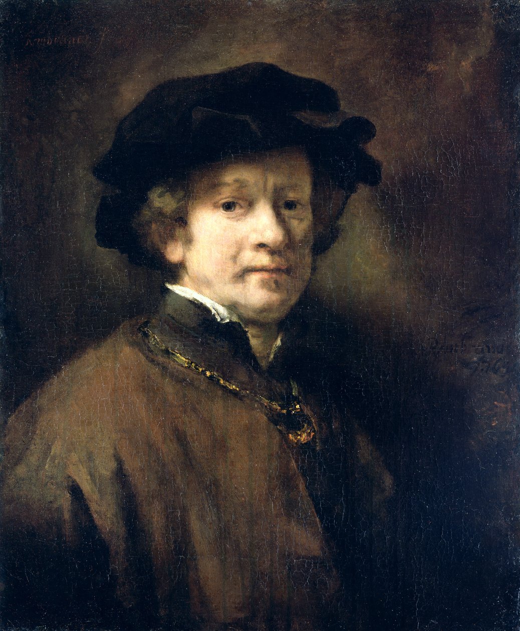 Self Portrait with Cap and Gold Chain, 1654  av Rembrandt van Rijn