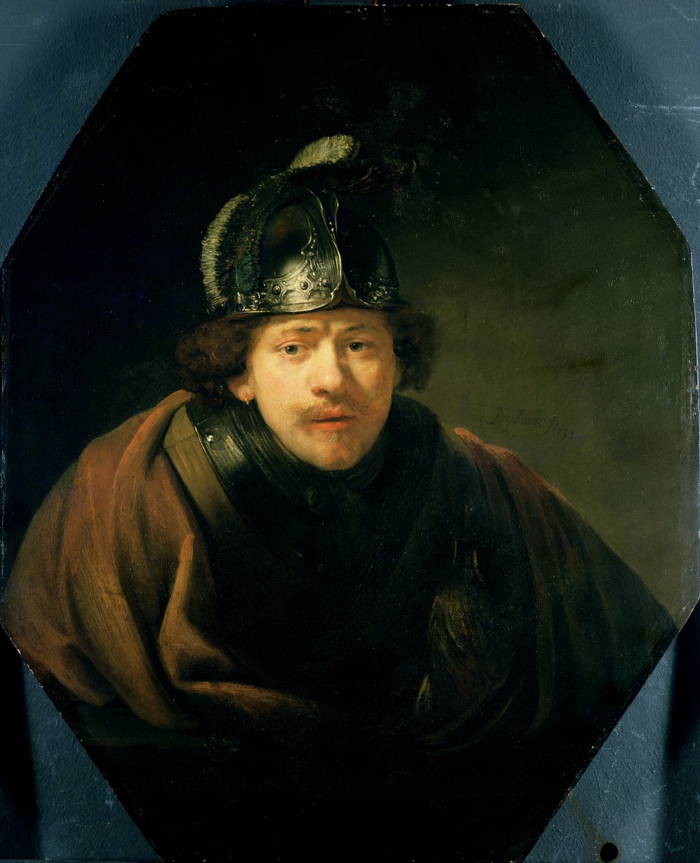 Self Portrait with Helmet, 1634  av Rembrandt van Rijn