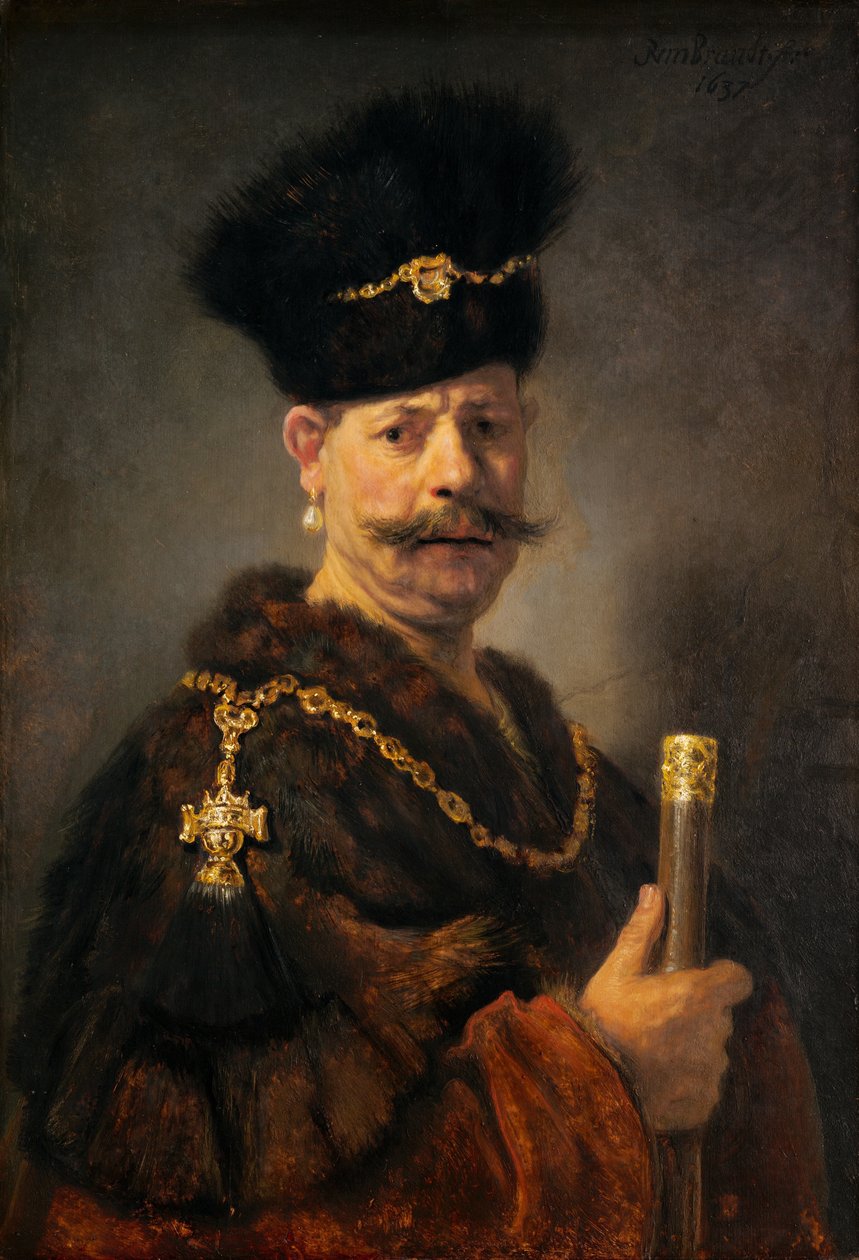 A Polish nobleman av Rembrandt van Rijn