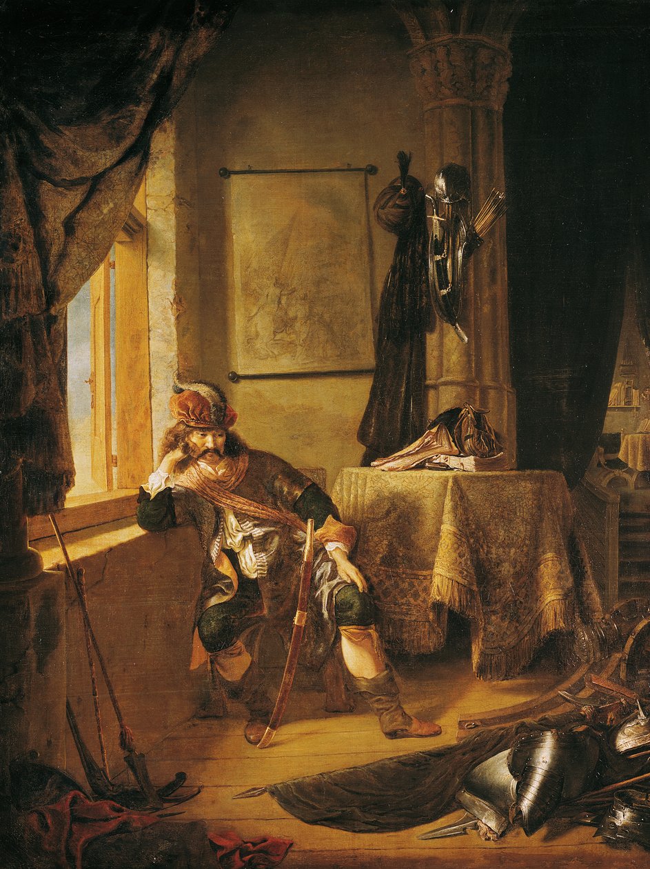 En krigare i tanken av Rembrandt van Rijn