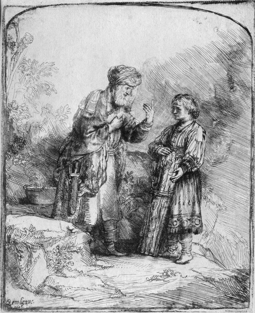 Abraham och Isak, 1645 av Rembrandt van Rijn