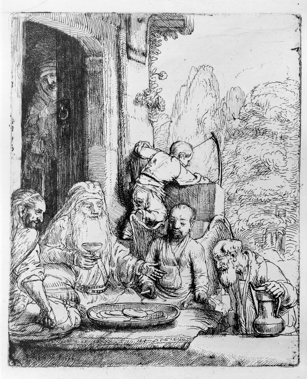 Abraham underholder englene, 1656 swed av Rembrandt van Rijn