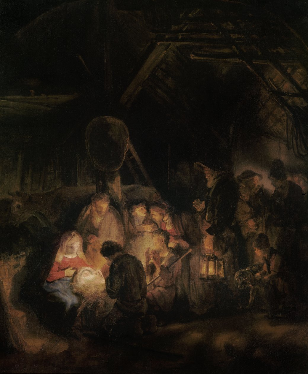 Tillbedjan av herdarna, 1646 av Rembrandt van Rijn