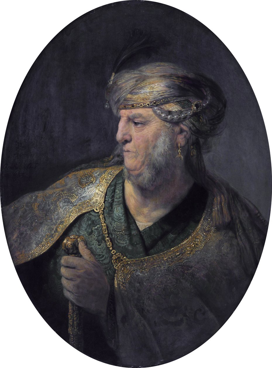 Bust of a man in oriental dress av Rembrandt van Rijn