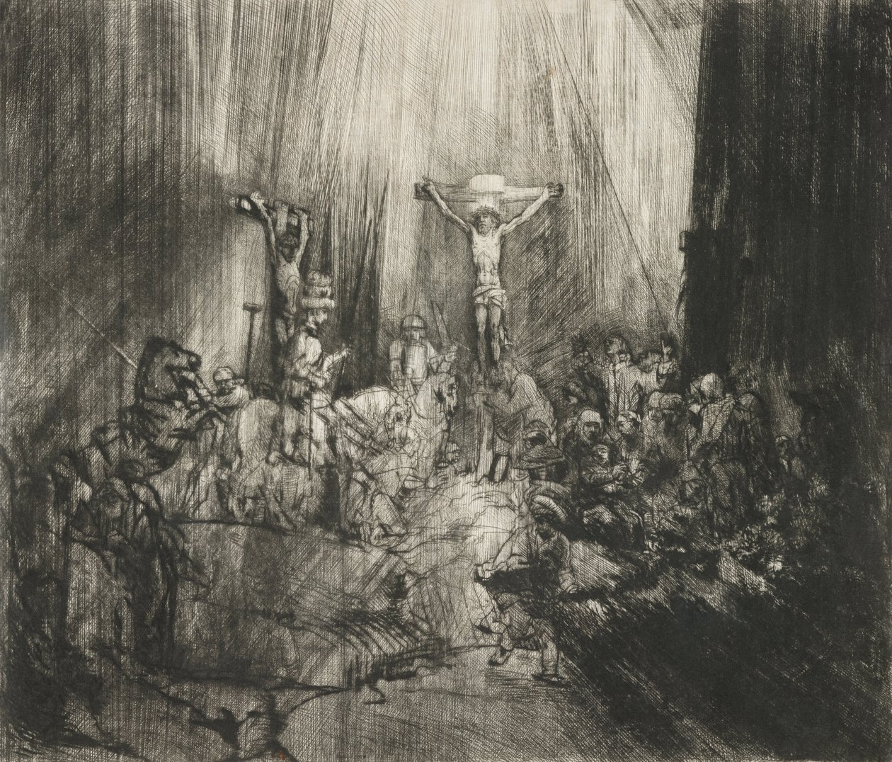 Kristus korsfäst mellan två tjuvar (De tre korsen) av Rembrandt van Rijn