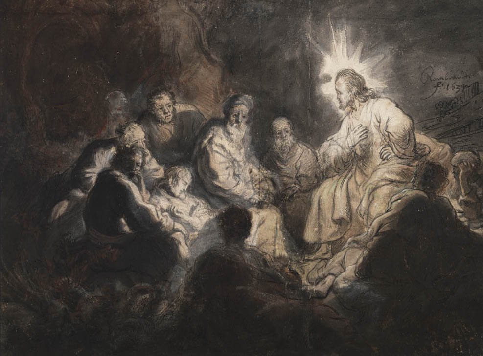 Kristus och hans lärjungar i Getsemane trädgård av Rembrandt van Rijn