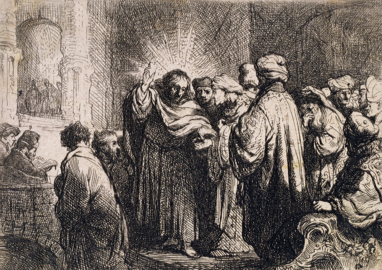 Kristus med de äldste, från Michael Faradays klippbok av Rembrandt van Rijn