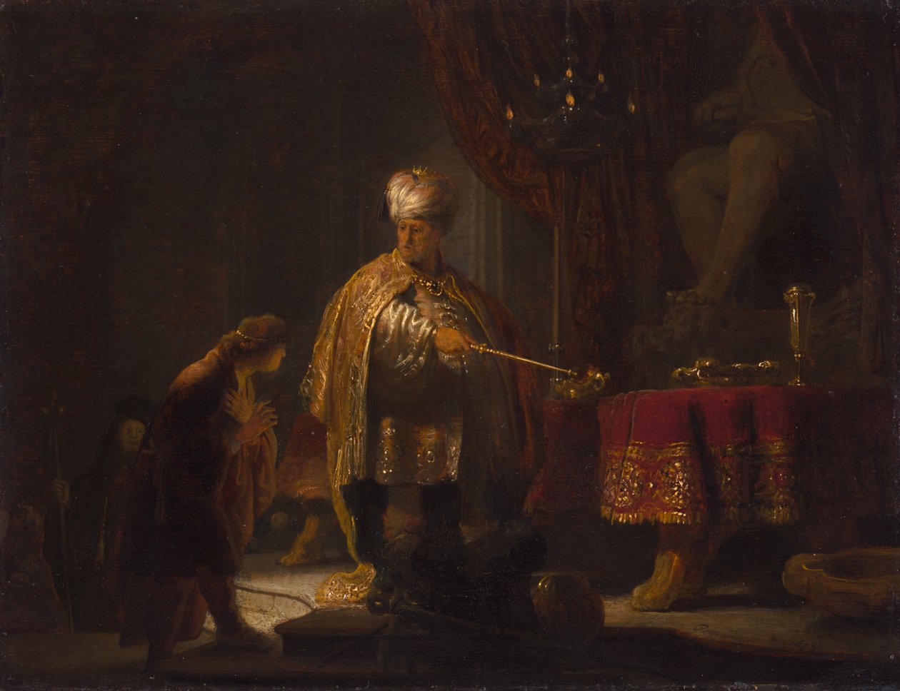 Daniel and Cyrus before the Idol Bel av Rembrandt van Rijn