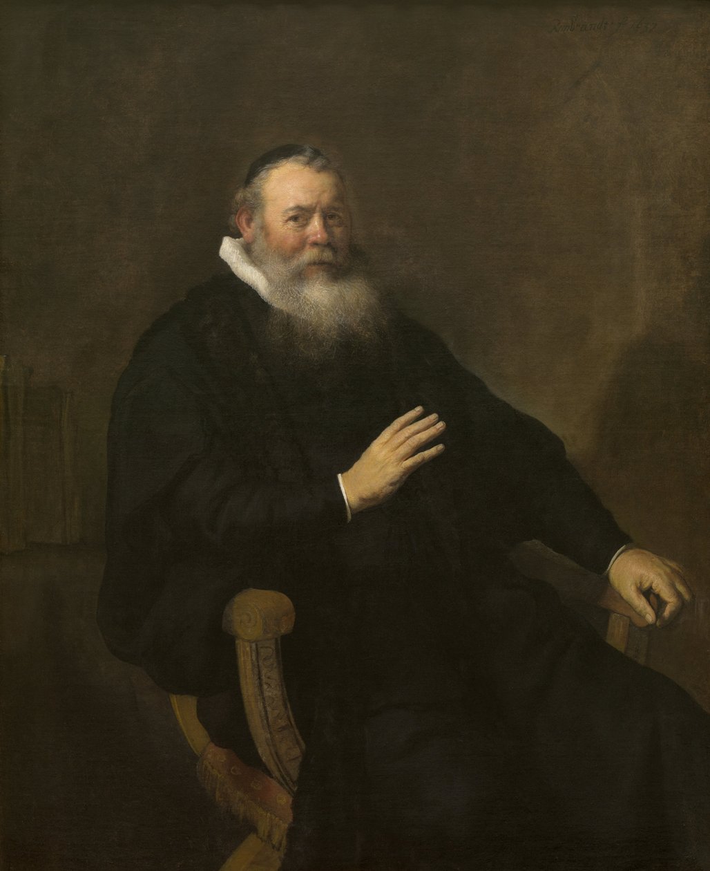 De predikant Eleazar Swalmius av Rembrandt van Rijn