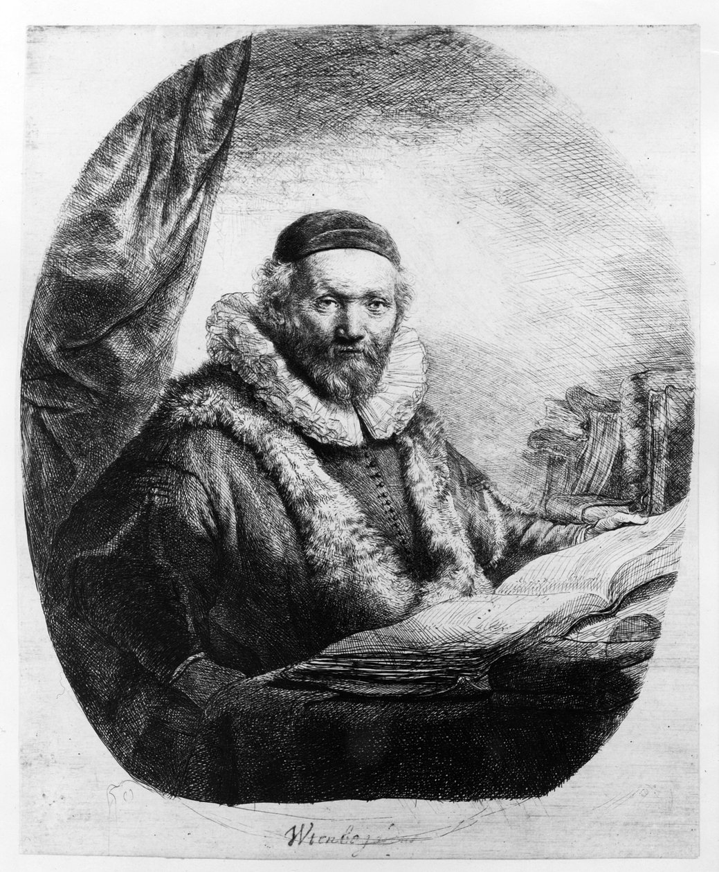 Jan Uytenbogaert, remonstranters predikant, 1635 av Rembrandt van Rijn
