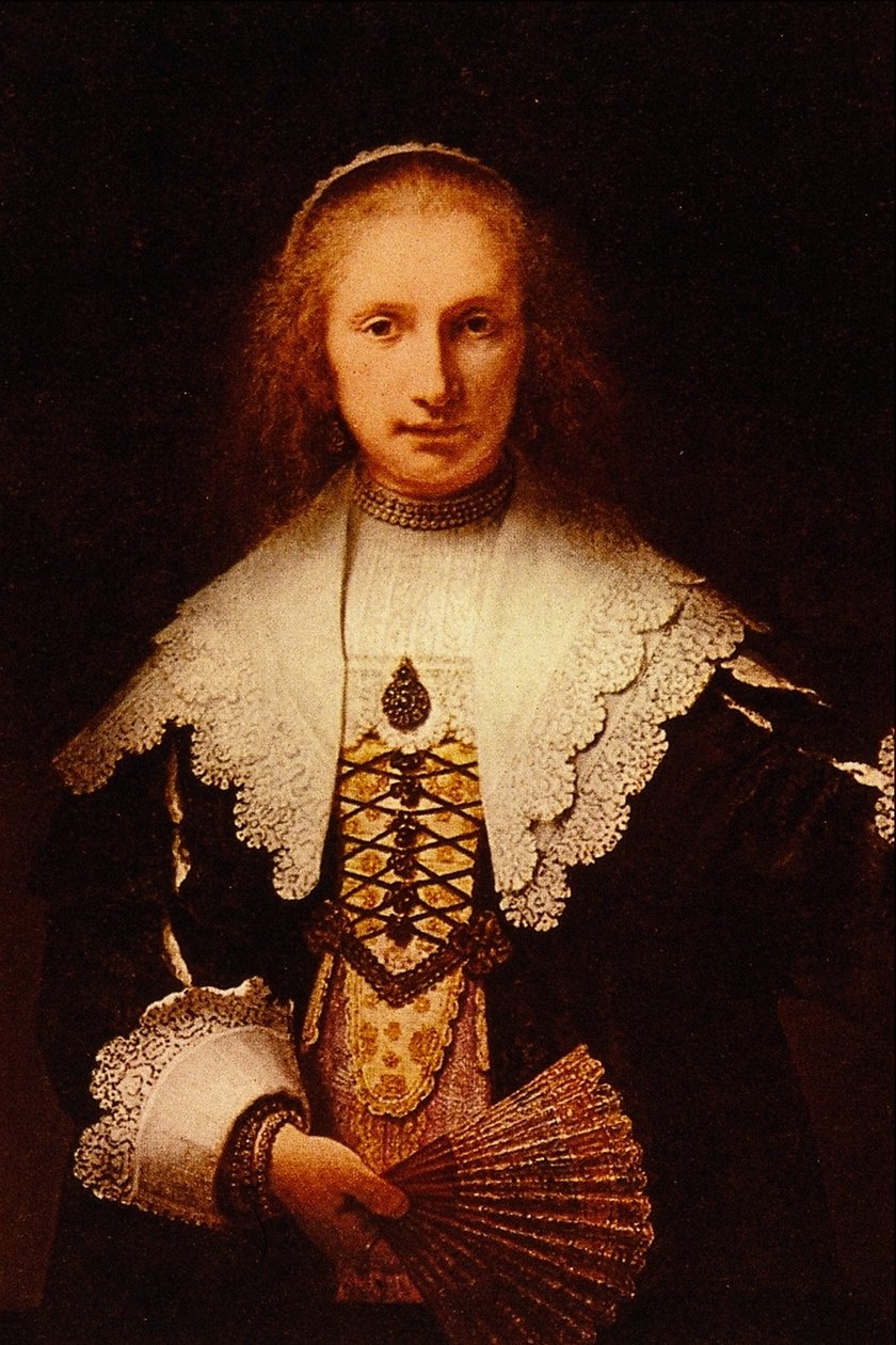 Lady with a Fan  av Rembrandt van Rijn