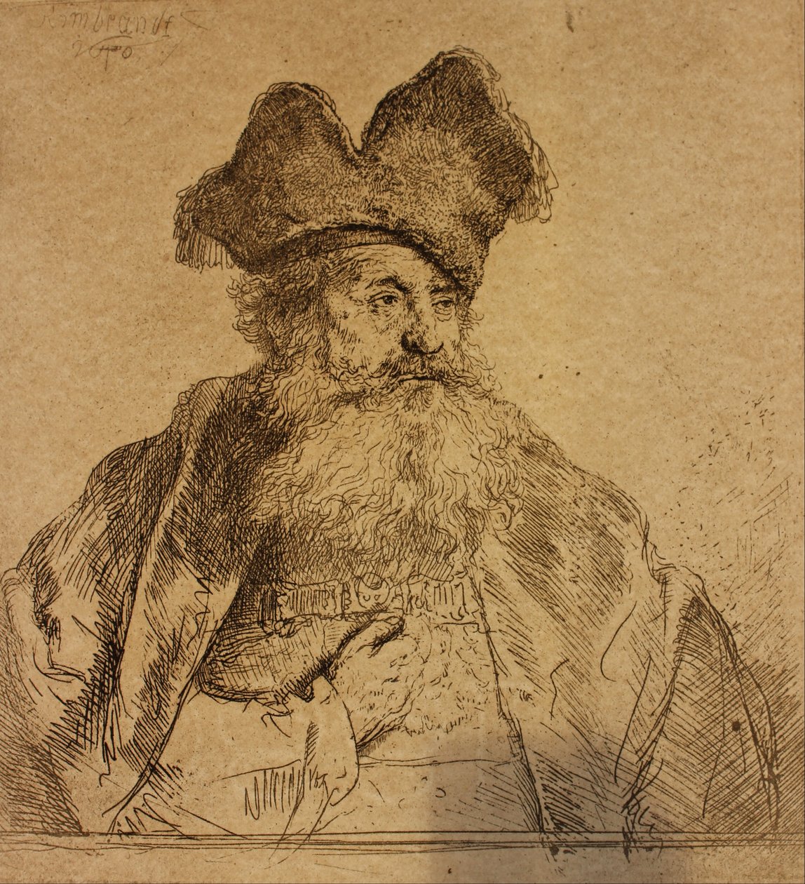 Old Man with a Divided Fur Cap av Rembrandt van Rijn