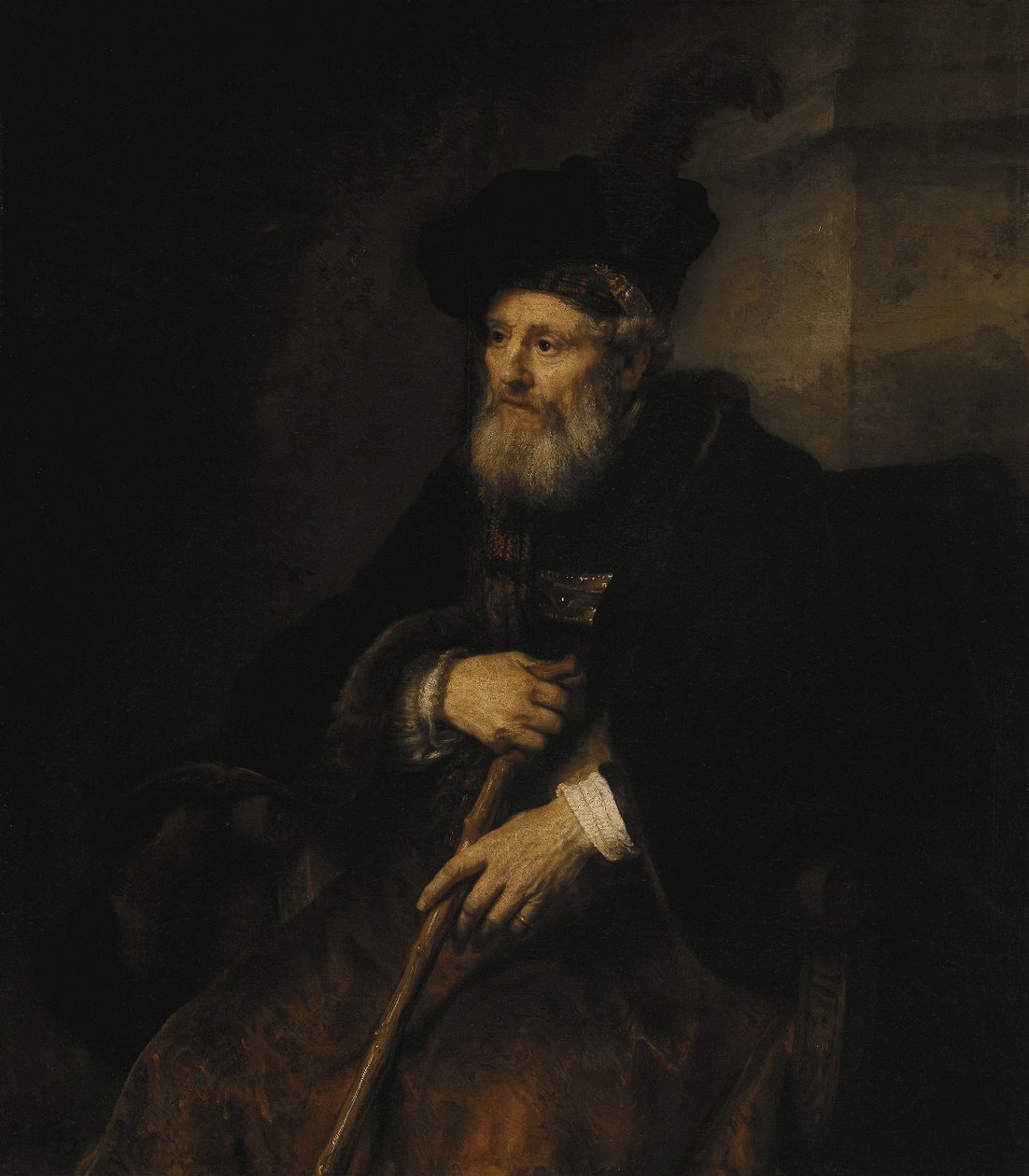 Old man with a stick av Rembrandt van Rijn