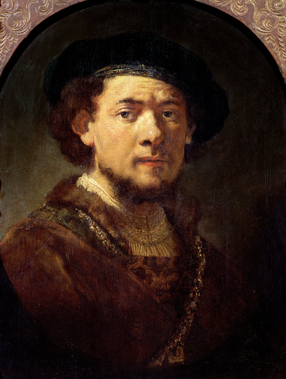 Porträtt av en man med en guldkedja eller, självporträtt med skägg, 1634-36 av Rembrandt van Rijn